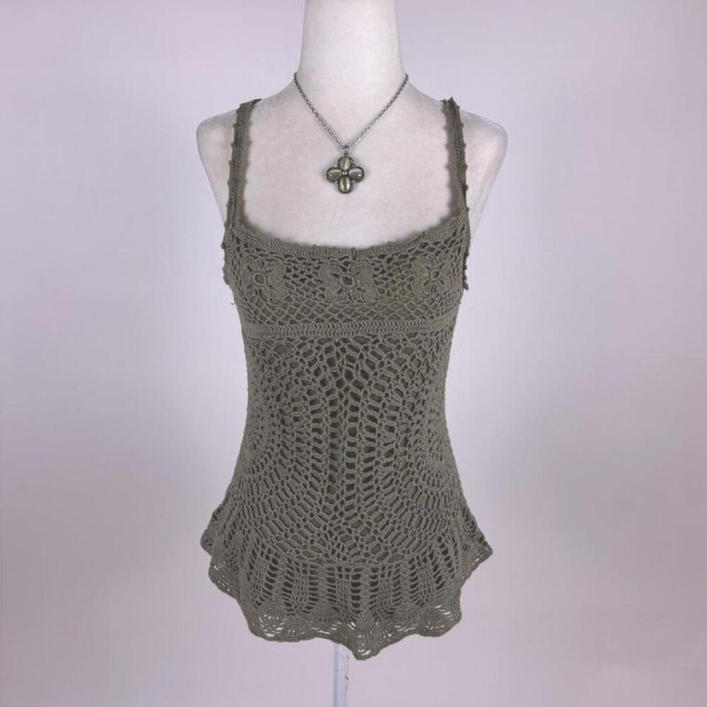 Vintage 90s muted whimsigoth green tank